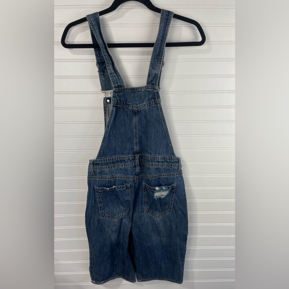Vanilla Star Blue Denim Distressed Overall Shorts Size 7 Girl Juniors EUC - Picture 2 of 14